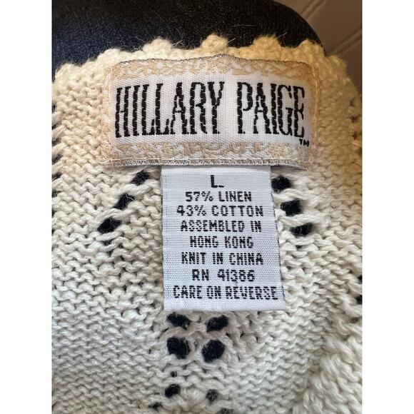 Vintage Hillary Paige Sweater Tunic Knit Women's large Ivory With Eyelet Design - Picture 5 of 6